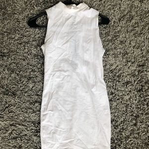 White Sleeveless Turtleneck Mini Dress